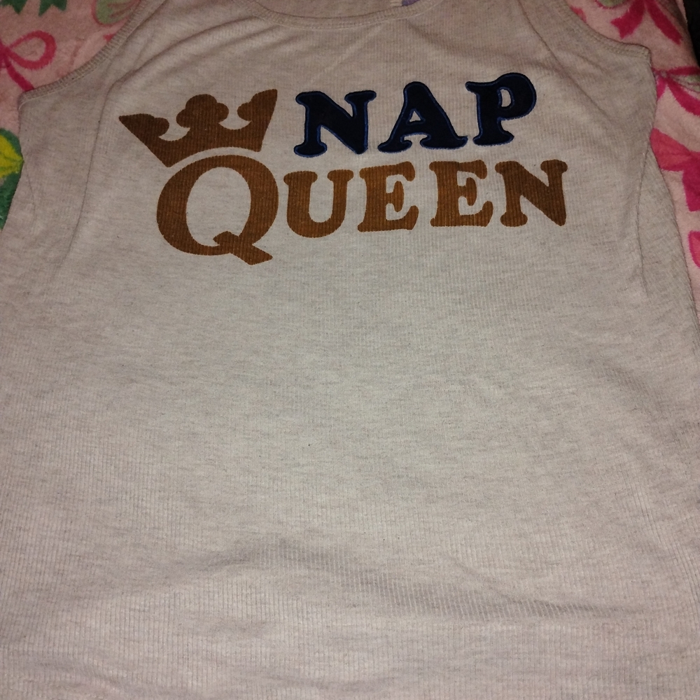 Pj Couture Nap Queen Kids Tank Top - Cream and Brown